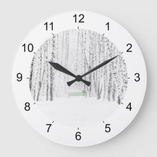 Grande Horloge Ronde Histoire de Noël blanche