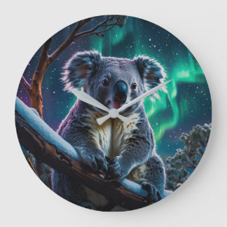 Grande Horloge Ronde Hiver Koala et Southern Lights