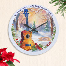Hiver Ukulele dans la neige texte personnalisé Noë