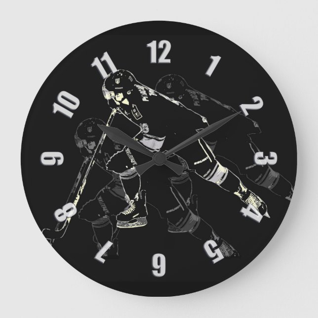 Grande Horloge Ronde Hockey Mania - Joueur de hockey (Recto)