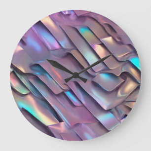 Grande Horloge Ronde Holographie abstraite/iridescente futuriste