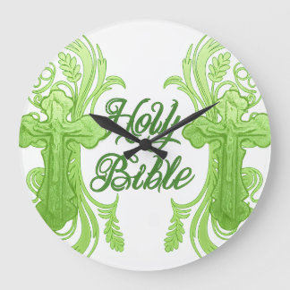 Grande Horloge Ronde Holy Bible Wall Clock – Christian Green