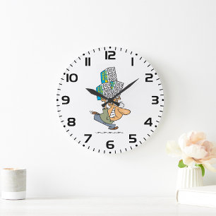 Grande Horloge Ronde Homme de dessin animé drôle paniqué achetant du pa
