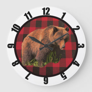 Grande Horloge Ronde Homme de la grotte d'ours à carreaux de Buffalo Gr