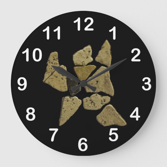 Grande Horloge Ronde Homme en pierre de mosaïque (Recto)