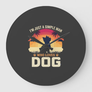 Grande Horloge Ronde Homme Simple Qui Aime Le Chien Silhouette Coucher