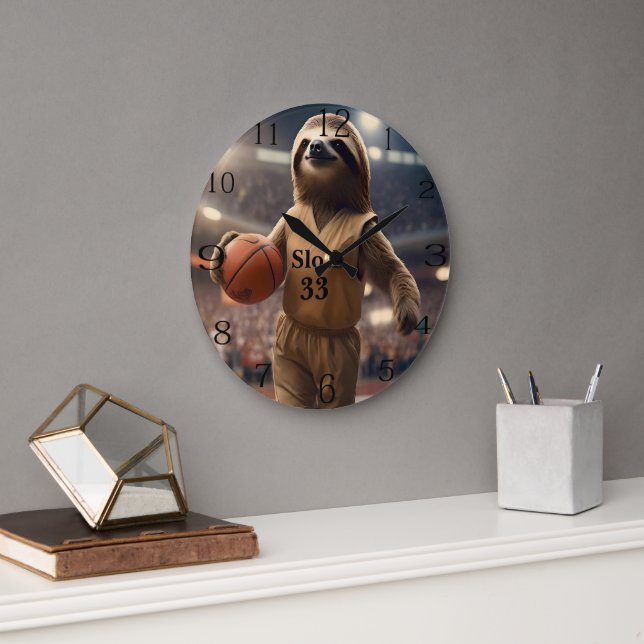 Grande Horloge Ronde Hoops and Hangs : Le Slam Dunking Sloth, (Bureau)