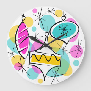 Grande Horloge Ronde Horaire Baubles Arbres rétro