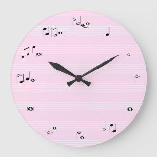 Grande Horloge Ronde Horodateur de musique - rose-clair girly