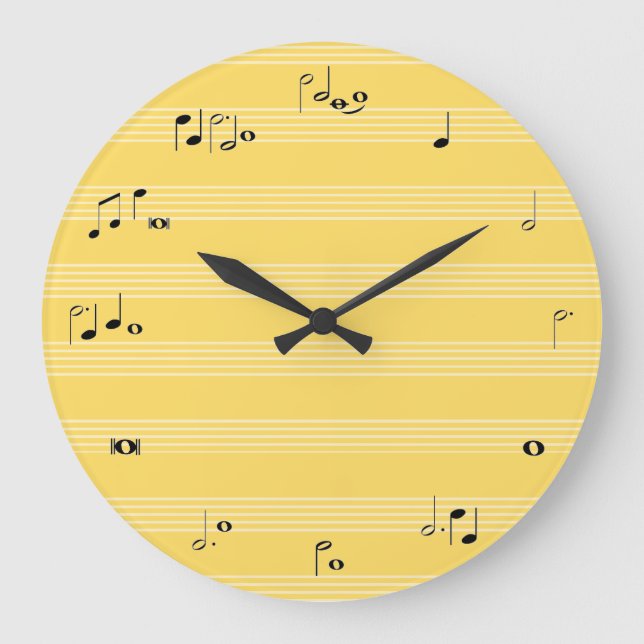 Grande Horloge Ronde Horodateur de note de musique - jaune (Recto)