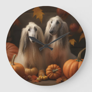 Grande Horloge Ronde hound afghan Chiot Automne Citrouille de plaisir