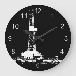 Grande Horloge Ronde Huile de forage (chiffres blancs)