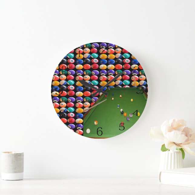 Grande Horloge Ronde Huile De Table De Huitième Ball Avec Boules Et Coe (Maison)