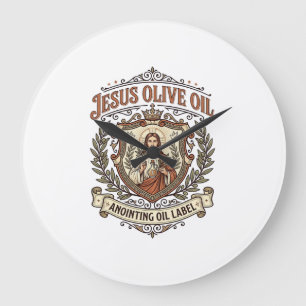 Grande Horloge Ronde Huile d'onction d'huile d'olive Jésus Étiquette Hu