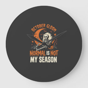 Grande Horloge Ronde Humeur de squelette d'humour sombre Halloween