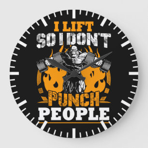 Grande Horloge Ronde Humour d'entraînement (Je lève donc je ne punche p