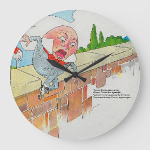 Grande Horloge Ronde Humpty Dumpty sur le mur mère oie rime