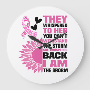 Grande Horloge Ronde "I Am the Storm" Inspirational Pink Citation Desig