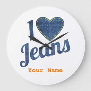 Grande Horloge Ronde I love jeans vintage fashion design with seam hear