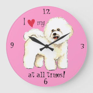 Grande Horloge Ronde I Love my Bichon Frise