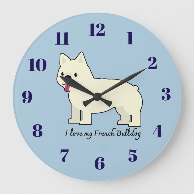 Grande Horloge Ronde I love my French Bulldog (Recto)