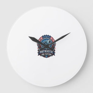 Grande Horloge Ronde IA patriotique Liberté Loup Cyberpunk Avenir Liber