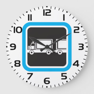 Grande Horloge Ronde Icône bleue de semi-remorque et remorque