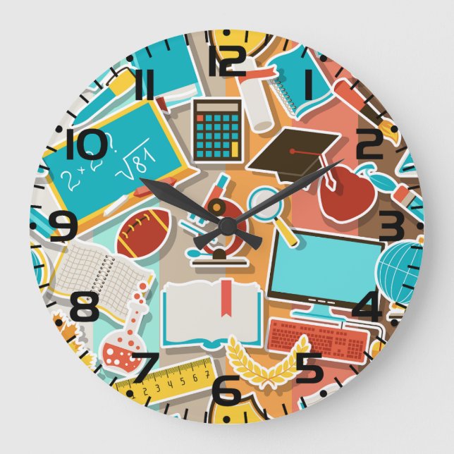 Grande Horloge Ronde Icônes d'équipement scolaire (Recto)