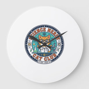 Grande Horloge Ronde Idée cadeau pour maman de chat savante - Science N