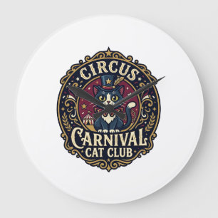 Grande Horloge Ronde Idée cadeau pour papa de chat de carnaval de cirqu