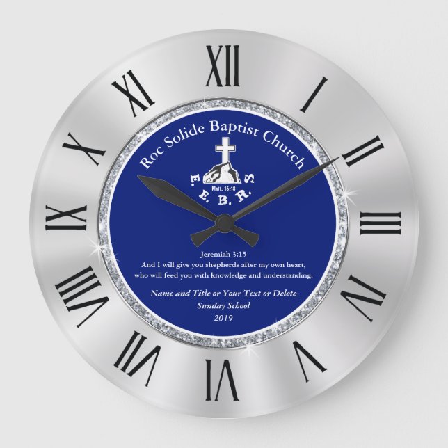 Grande Horloge Ronde Idées Cadeau pour enseignant du dimanche personnal (Recto)