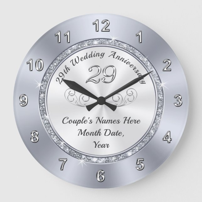 Grande Horloge Ronde Idées cadeaux personnalisées pour 29 ans (Recto)