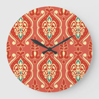 Grande Horloge Ronde Ikat artisanal : Tissu Boho Ethnique
