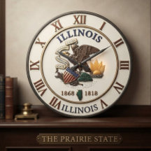 Illinois State Seal 1818 and 1868 Cream and Gold