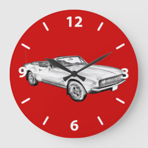 Grande Horloge Ronde Illustration 1967 de voiture de muscle de Camaro