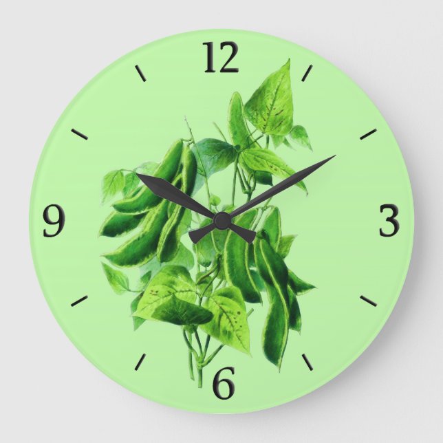 Grande Horloge Ronde Illustration botanique vintage, Vin de Bean (Recto)