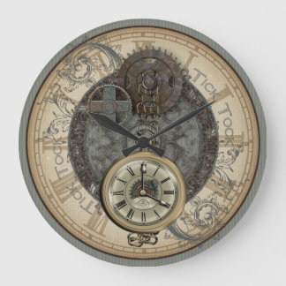 Grande Horloge Ronde Illustration De Cogs Et De Montres De Poche Rusty