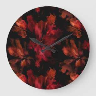 Grande Horloge Ronde Illustration de salon sombre à motif floral fleuri