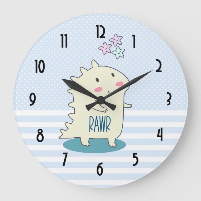 Grande Horloge Ronde Illustration de sourire jaune mignonne de (Recto)