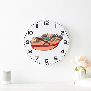 Grande Horloge Ronde Illustration de vedette amusante Design de bateau 