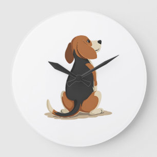 Grande Horloge Ronde Illustration de vue arrière de chien Beagle vintag