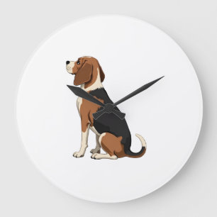 Grande Horloge Ronde Illustration de vue arrière de chien Beagle vintag