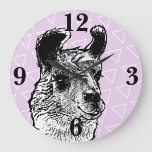 Grande Horloge Ronde Illustration et triangles tendance de la llama mig