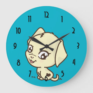 Grande Horloge Ronde Illustration mignonne de chiot