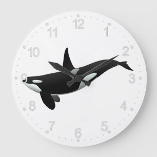 Grande Horloge Ronde Illustration Orca whale - Choisir la couleur arri