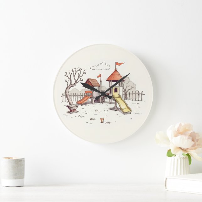 Grande Horloge Ronde Illustration - playground (Maison)