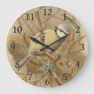 Grande Horloge Ronde Illustration vintage de Bluetit