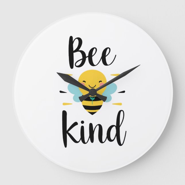 Grande Horloge Ronde Illustration Whimsical et Kind Bee (Recto)