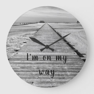 Grande Horloge Ronde I'm on my way to the beach black and white photo