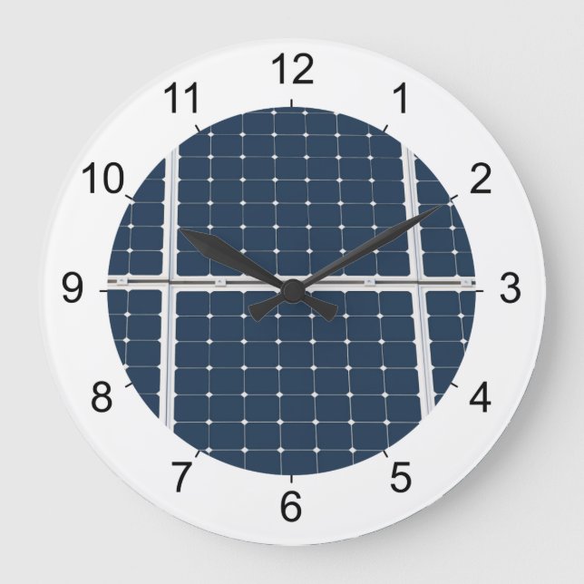 Grande Horloge Ronde Image amusante d'un panneau solaire (Recto)